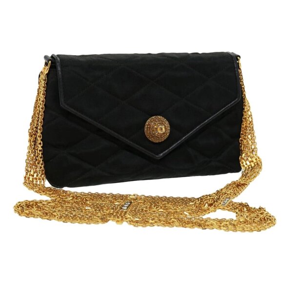 CHANEL Matelasse Chain stone Shoulder Bag Black CC Auth 32695AV - Picture 1 of 16